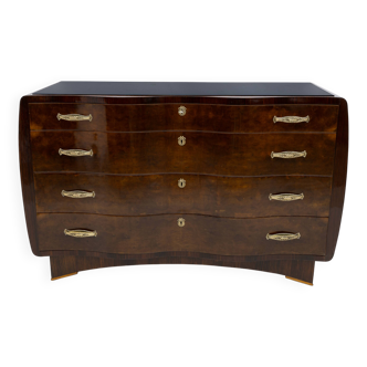 Commode courbée Art déco italienne en racine de thuya, années 1930