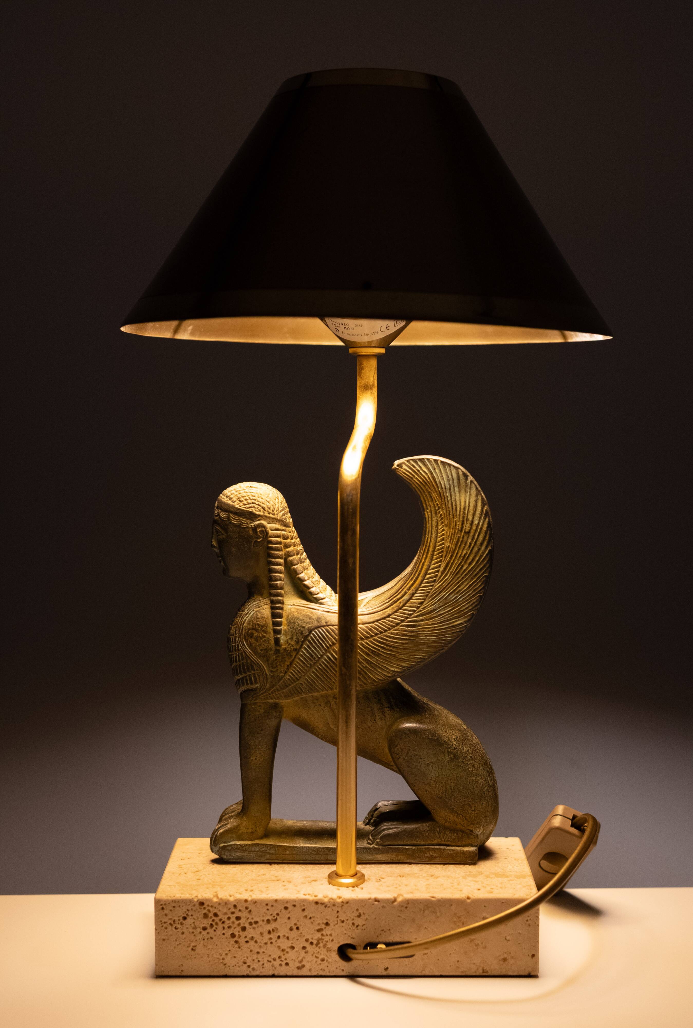 Maison Le Dauphin France, Exceptional Sphinx Table Lamp 1970s