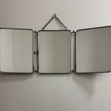 Bevelled triptych barber mirror from the 1950s.