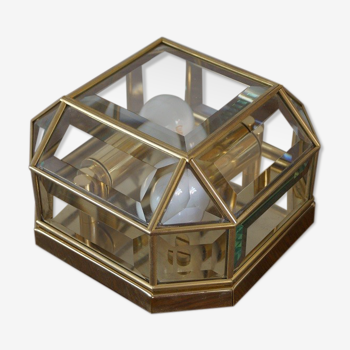 Applique en laiton et verre biseauté 1970