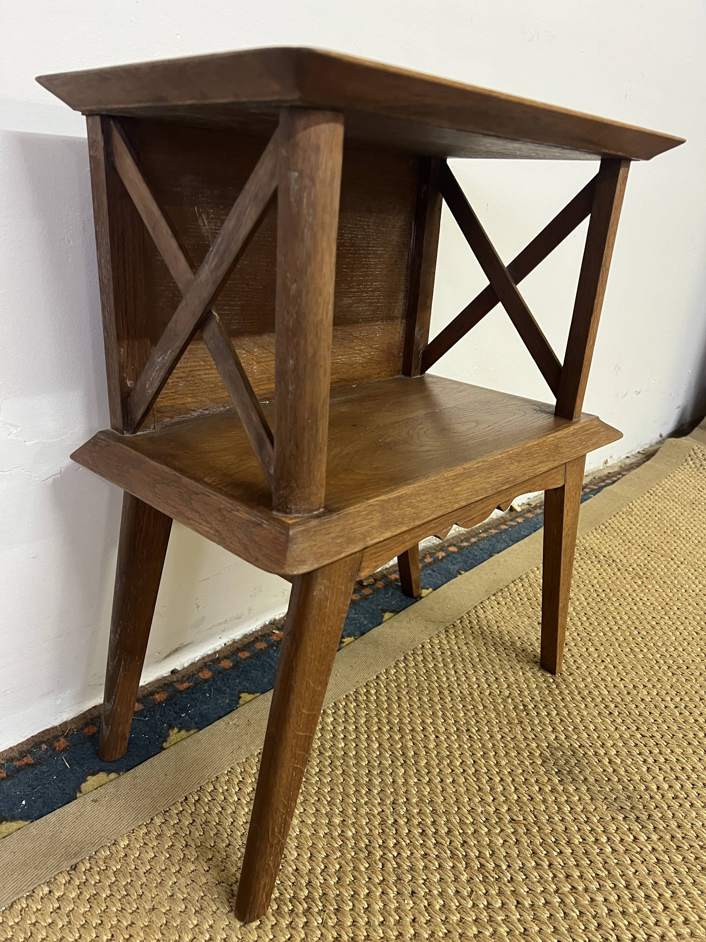 Bedside table with lattices, vintage compass legs