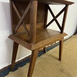 Bedside table with lattices, vintage compass legs