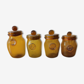 Lot de 4 bocaux en verre Biot couleur jaune miel