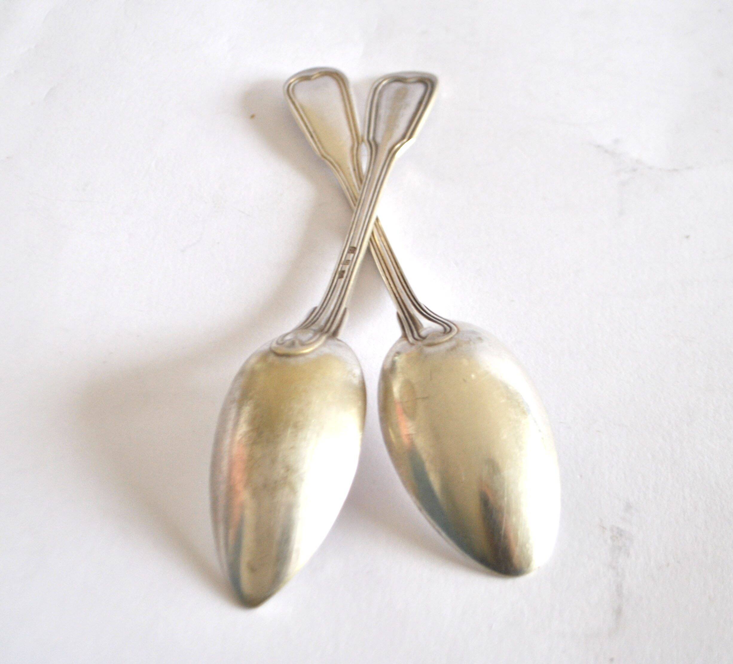 Set of 2 silver-plated dessert spoons in Chinon style, 15 cm.