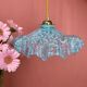 Vintage aabt-jour pendant lamp in blue Clichy glass