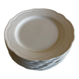 Set of 7 Mougins plates in white enamelled clay with gadroons