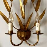 2-light leaf wall lights in gold metal