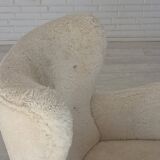 1960s, Danish armchair, genuine sheepskin "Canberra", reupholstered.