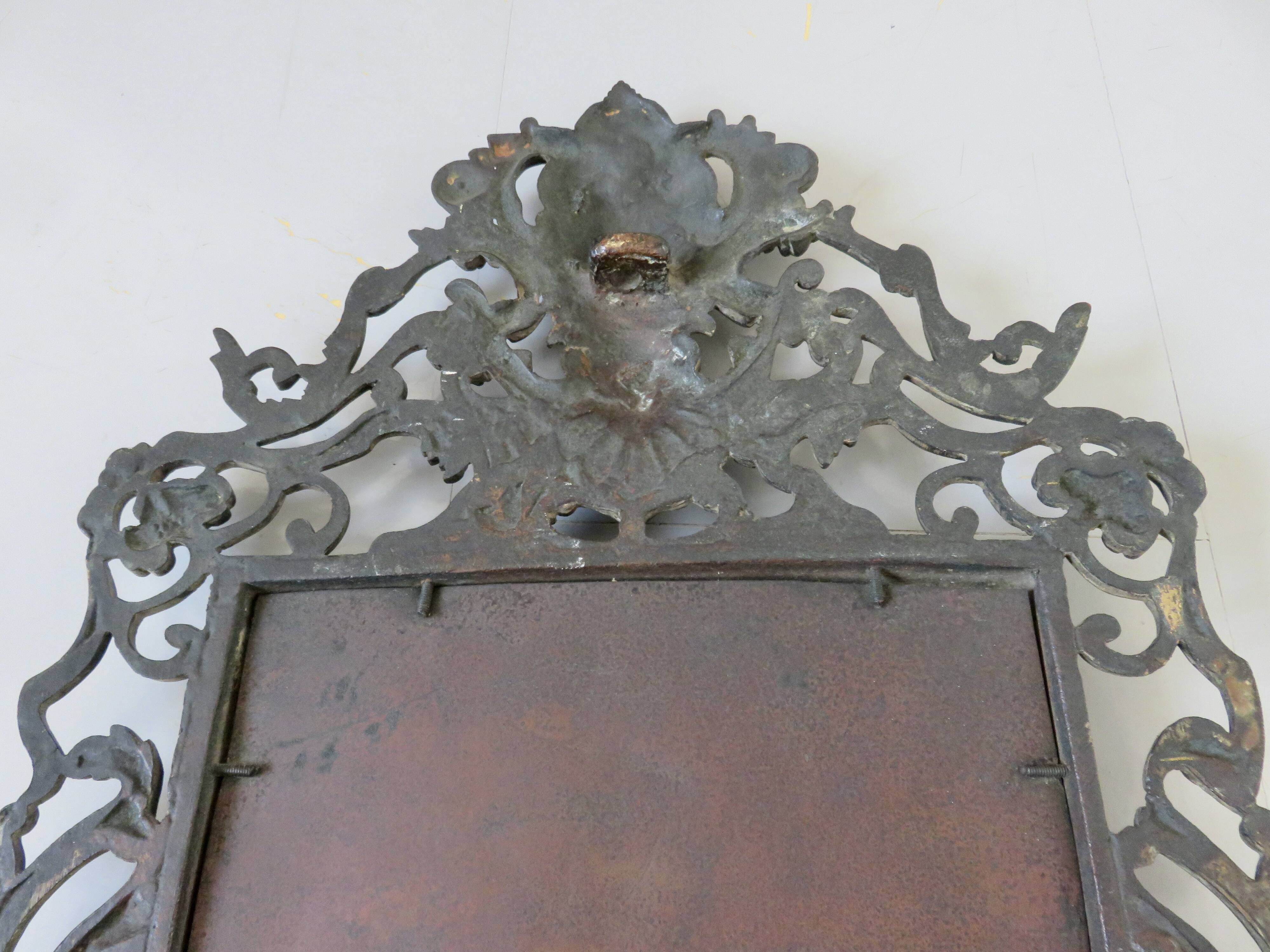 French cast iron mirror "Bacchus" god of wine, 1920s - 1930s