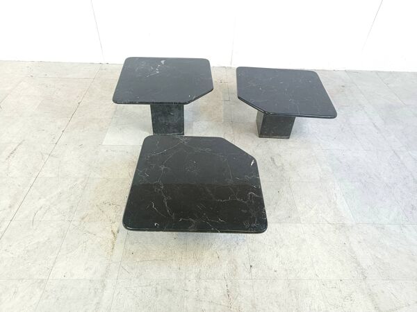 Tables gigognes ou tables d'appoint vintage en marbre, 1970