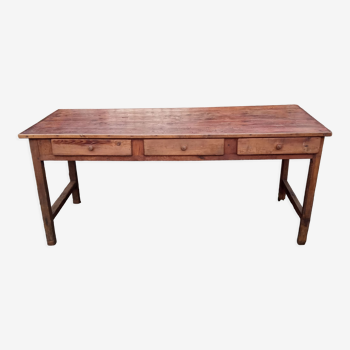 Oak farmhouse table, six drawers
