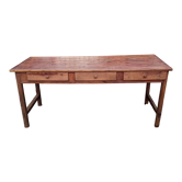 Oak farmhouse table, six drawers