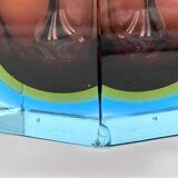 Vase/Cendrier Sommerso en verre d'art de Murano bleu et jaune, années 1970