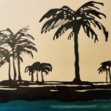 Watercolour painting in two colours signed "Twilight on the Nile"