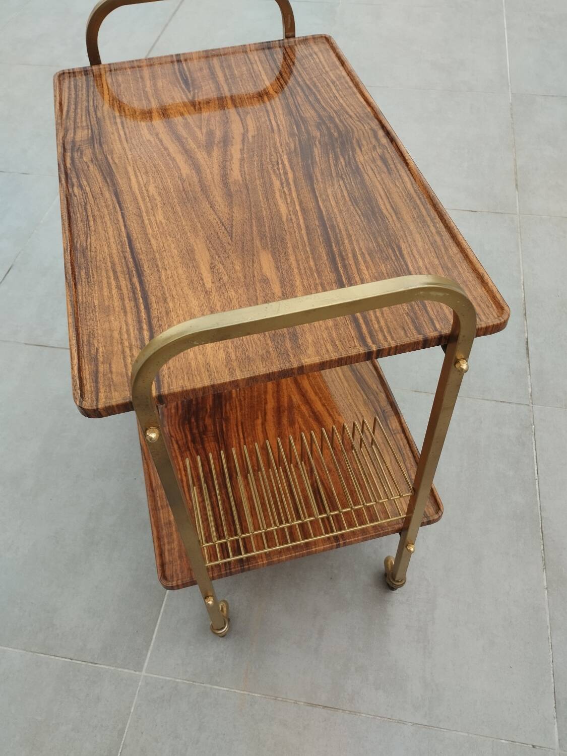 Old vintage trolley on wheels