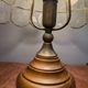Vintage lamp in wood, brass and mother-of-pearl.