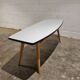 Vintage surfboard coffee table in birch and formica, 1950s