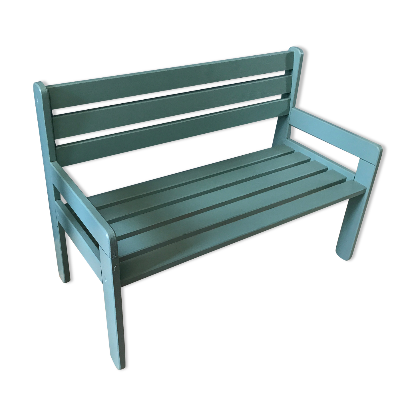 Slatted bench bluish green for children