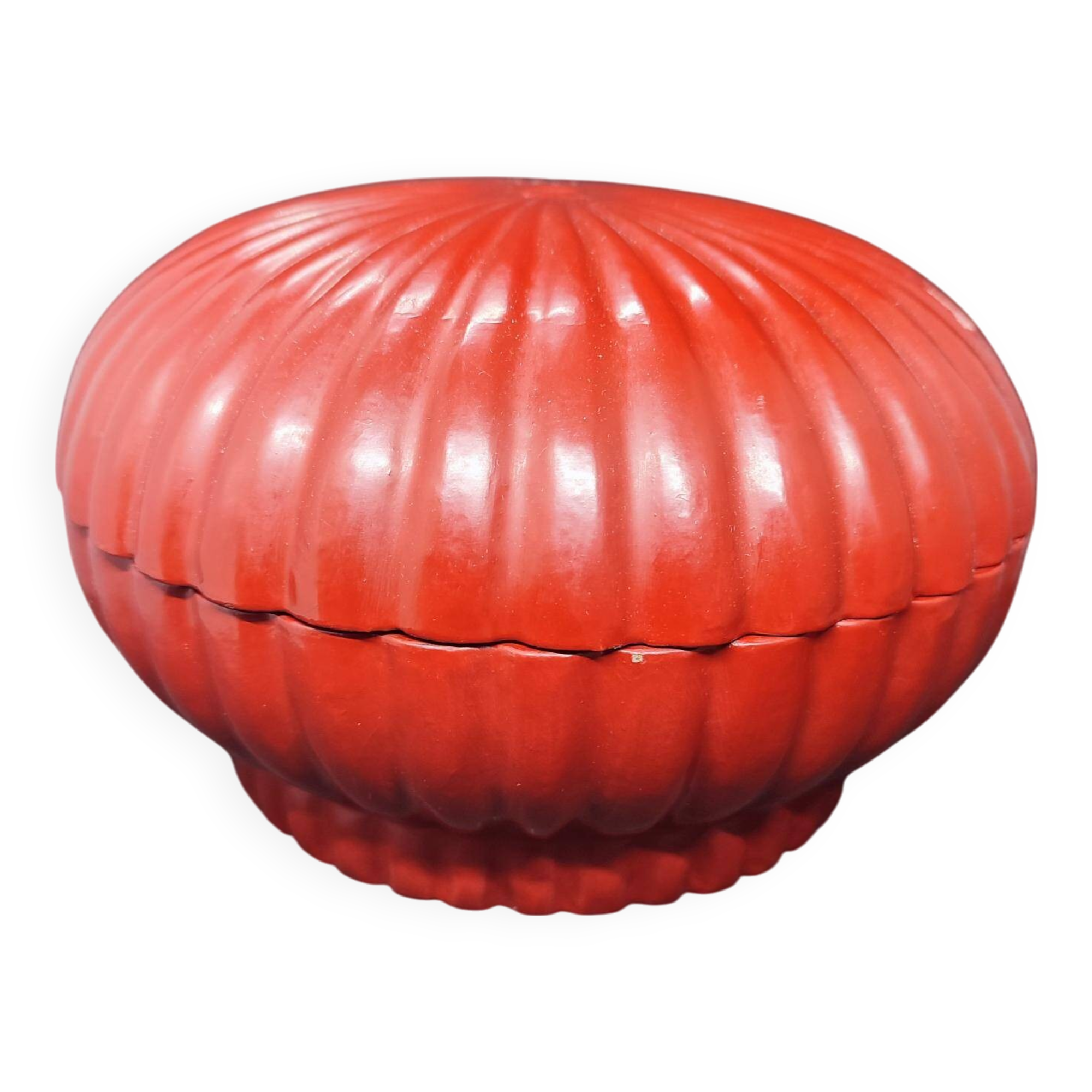 old Chinese wooden candy box red lacquer in good condition