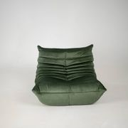 Togo set of armchair and pouf in moss velvet