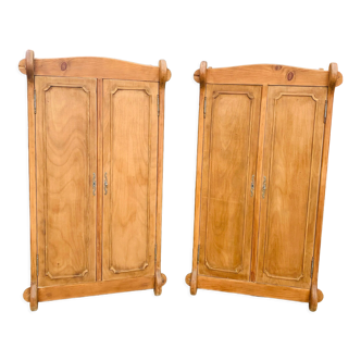 Pair of solid wood cabinets
