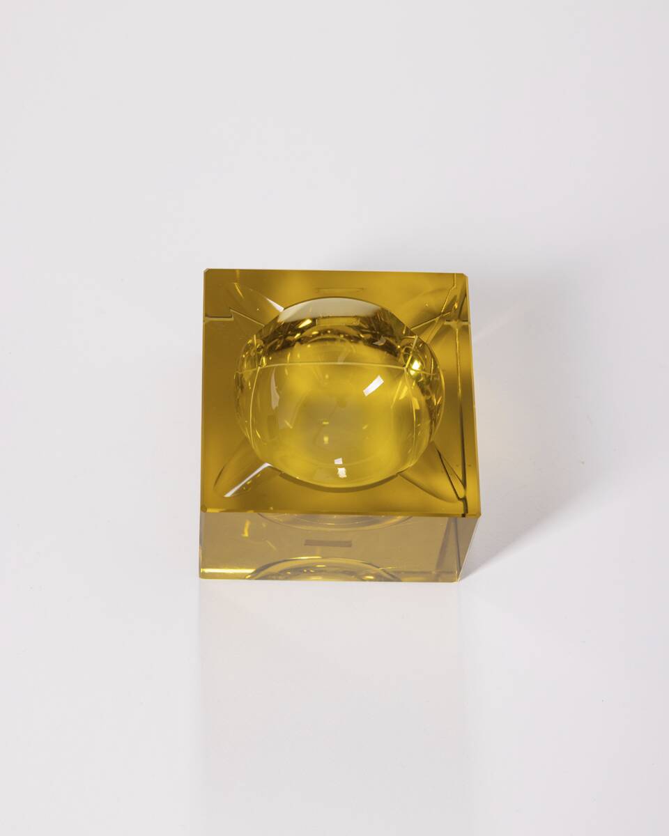 Vintage 1960s Yellow Crystal Ashtray, German Design