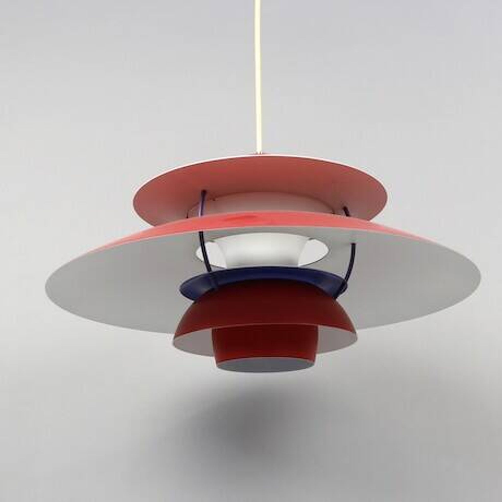 PH 5 red ceiling light by Poul Henningsen for Louis Poulsen, Denmark, 1980s