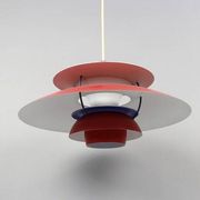 PH 5 red ceiling light by Poul Henningsen for Louis Poulsen, Denmark, 1980s