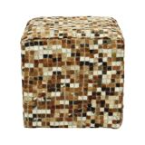 Vintage Square Pouf Goat Leather Patchwork Mosaic Pattern