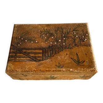 Carved wooden box