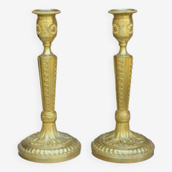 Pair of 19th century gilt bronze candlesticks