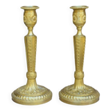 Pair of 19th century gilt bronze candlesticks