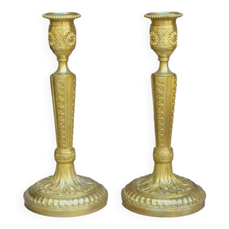 Pair of 19th century gilt bronze candlesticks