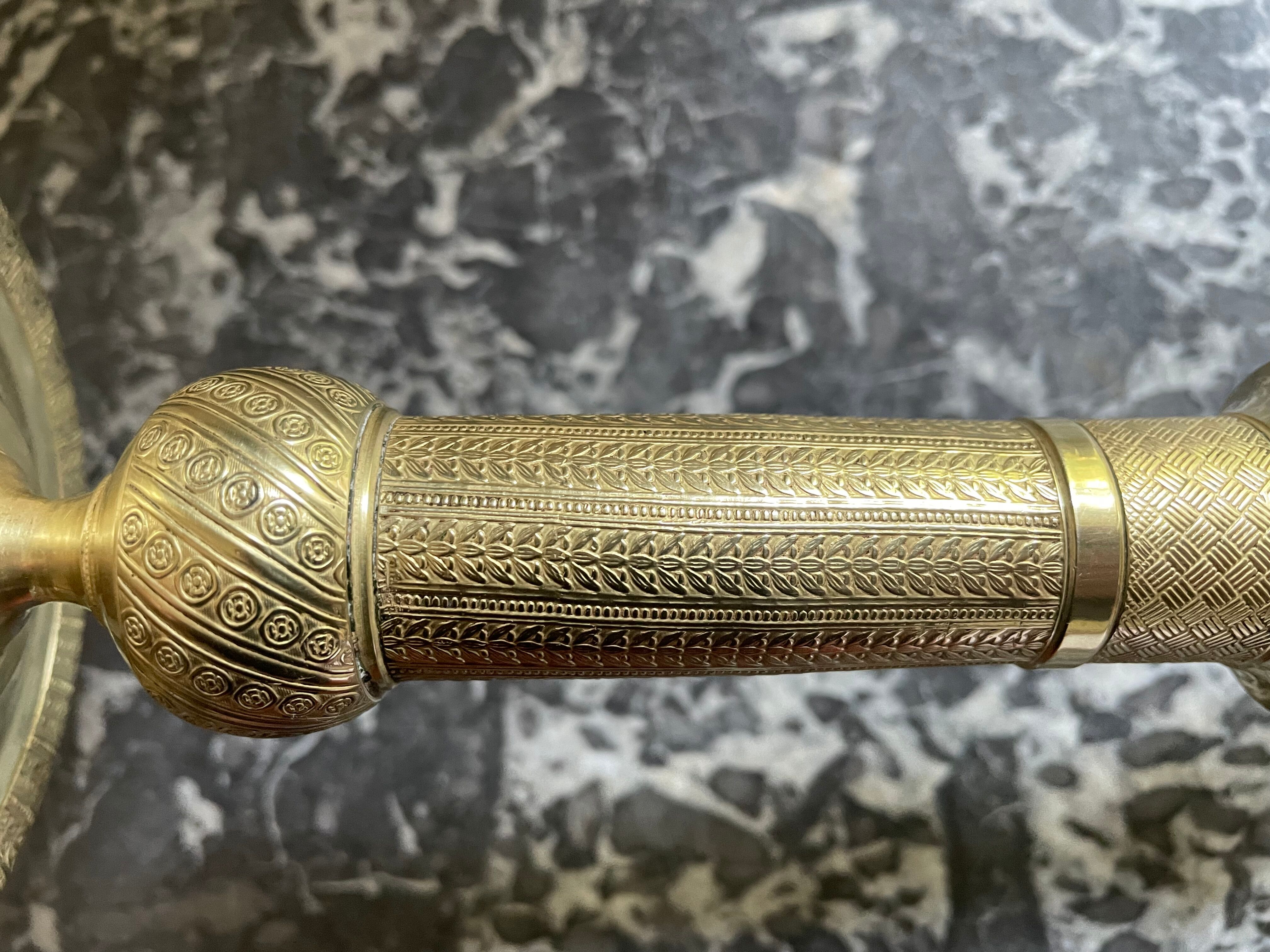 Pair of torch candle holders in chiseled gilded bronze XIXEME