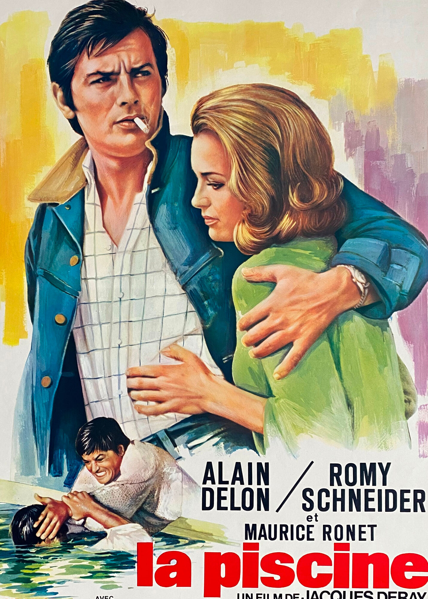 Original cinema poster "La Piscine" Alain Delon, Romy Schneider 37x55cm 1969