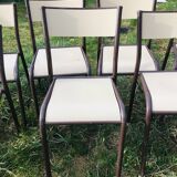 Set of 10 school chairs years '70 white