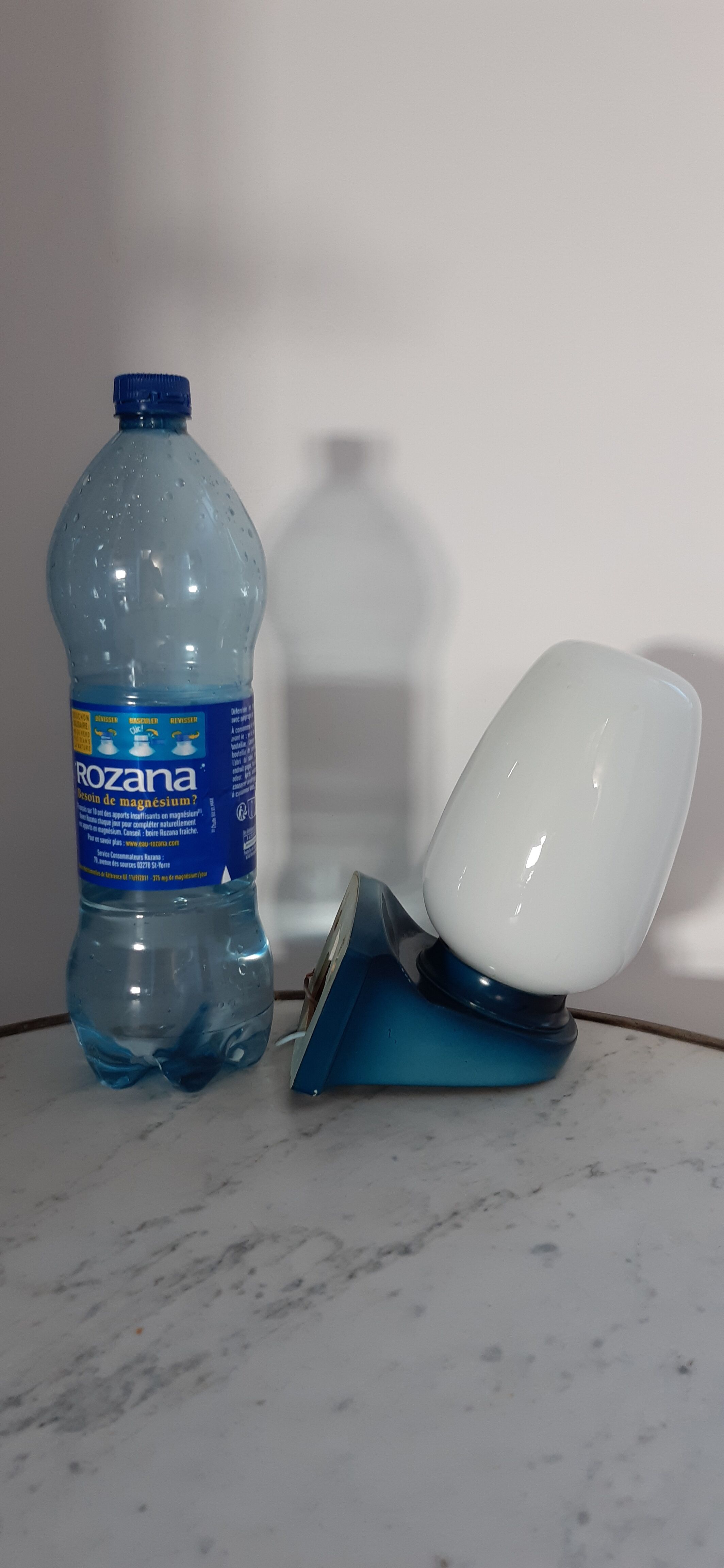 Scandinavian wall lamp in opaline globe and polycarbonate base 70s