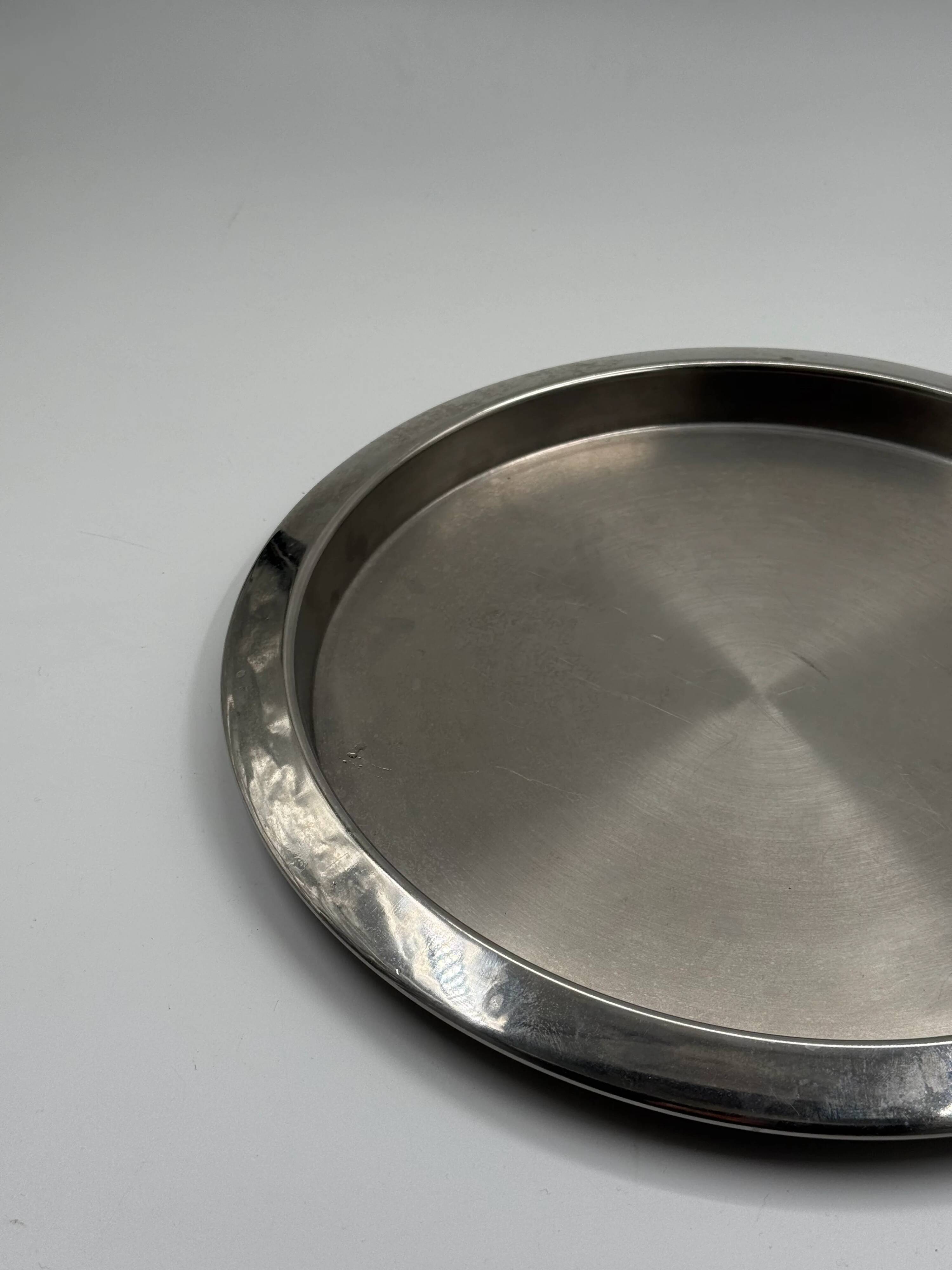 Plateau de service vintage en acier inoxydable