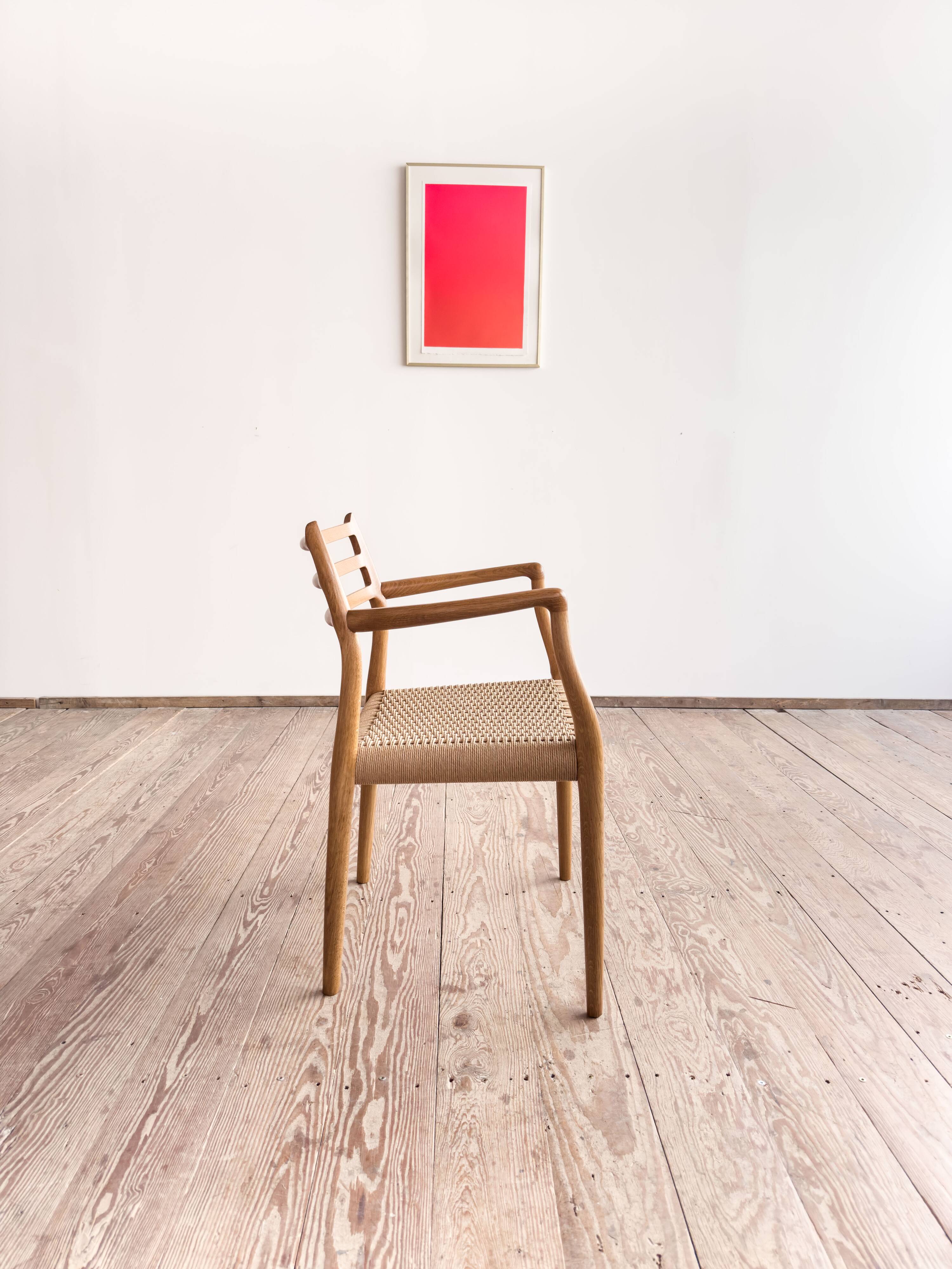 Fauteuil rare modèle 62 par Niels O. Møller en chêne, Danemark