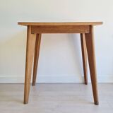Table - old raw wood boarding school desk with compass legs