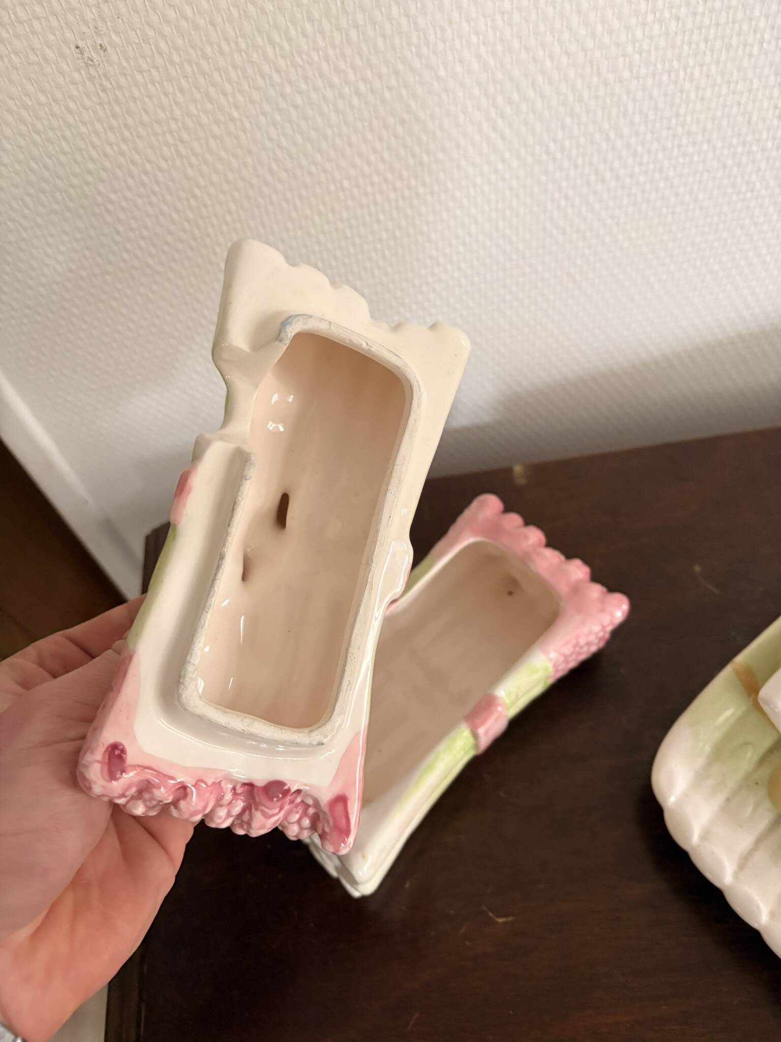 Vintage 1950s Ceramic Sauceboat Drainer Asparagus Dish
