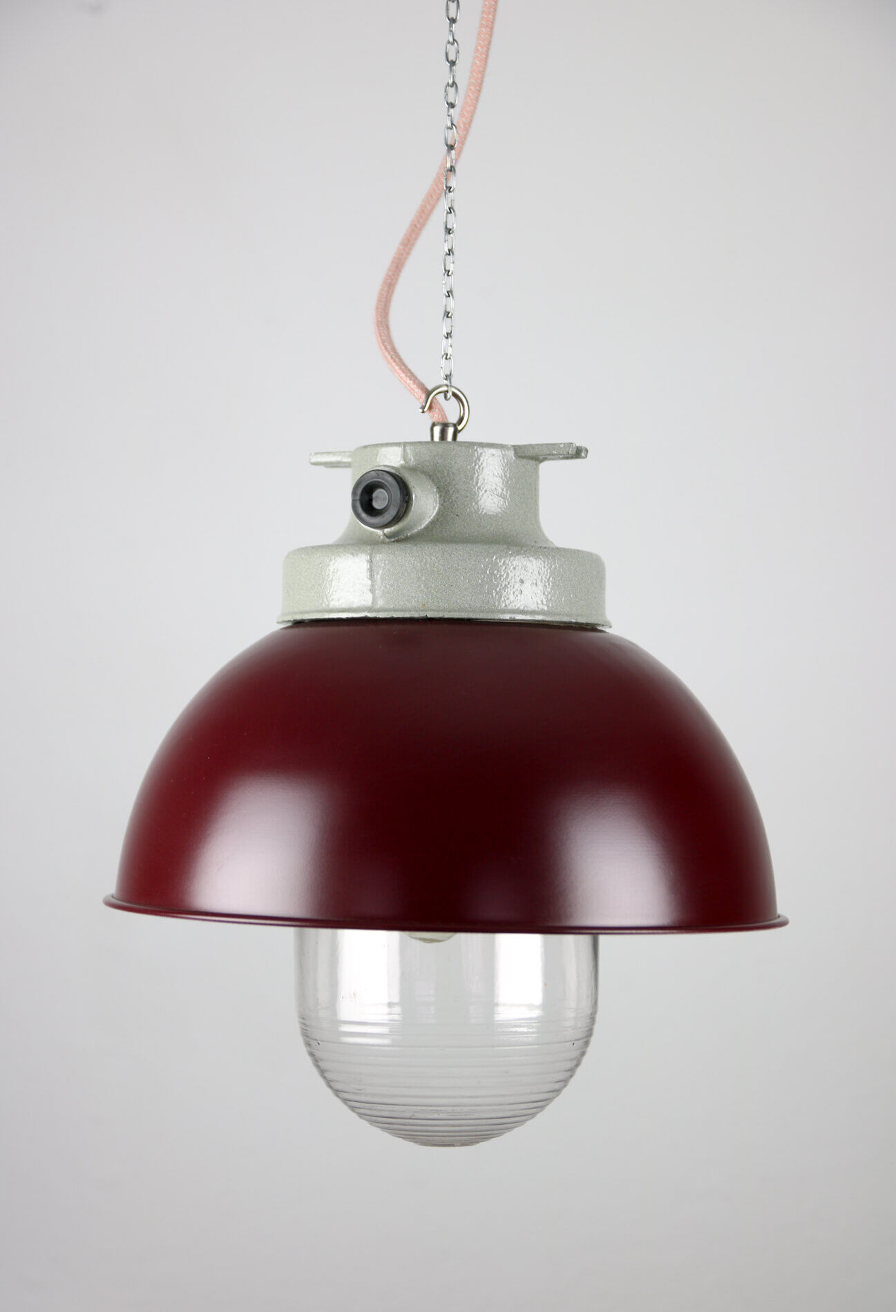 Vintage burgundy big industrial hanging light from TEP