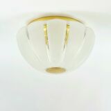 Very Large Space Age Glass & Brass Ceiling Light from Limburg, Germany, 70s