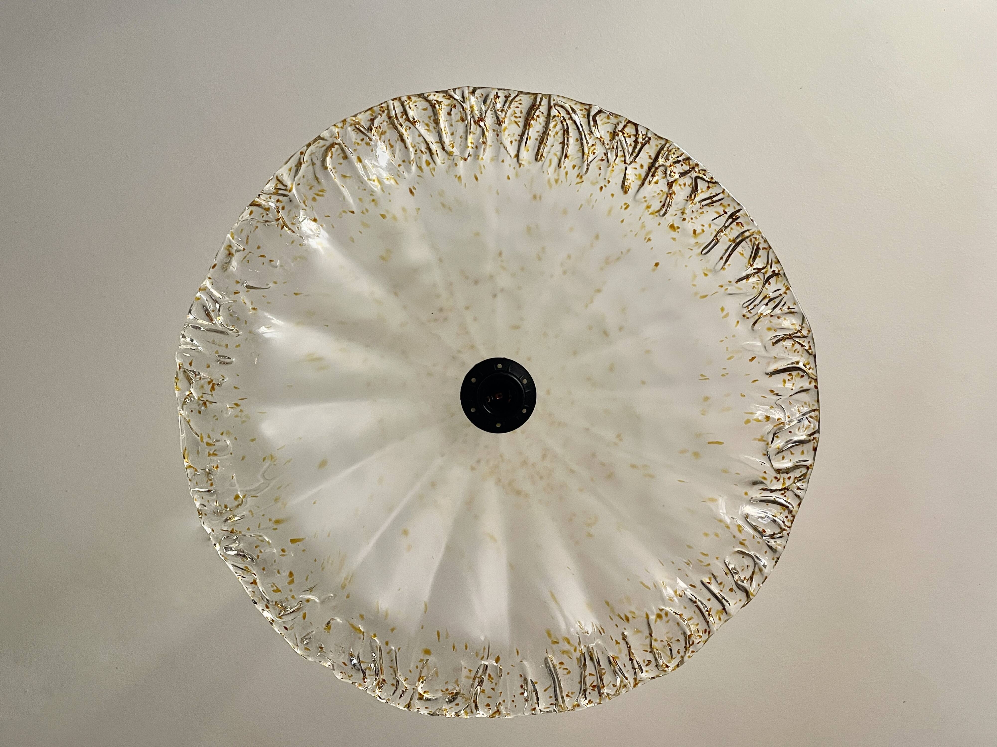 Suspension Murano frosted glass with orange splashes