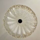 Suspension Murano frosted glass with orange splashes