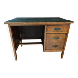 Bureau d’écolier en bois et cuir