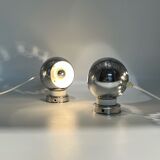 Reggiani Eyeball 60s Lamp Set - chromed globe wall lamps - space age desk lamps