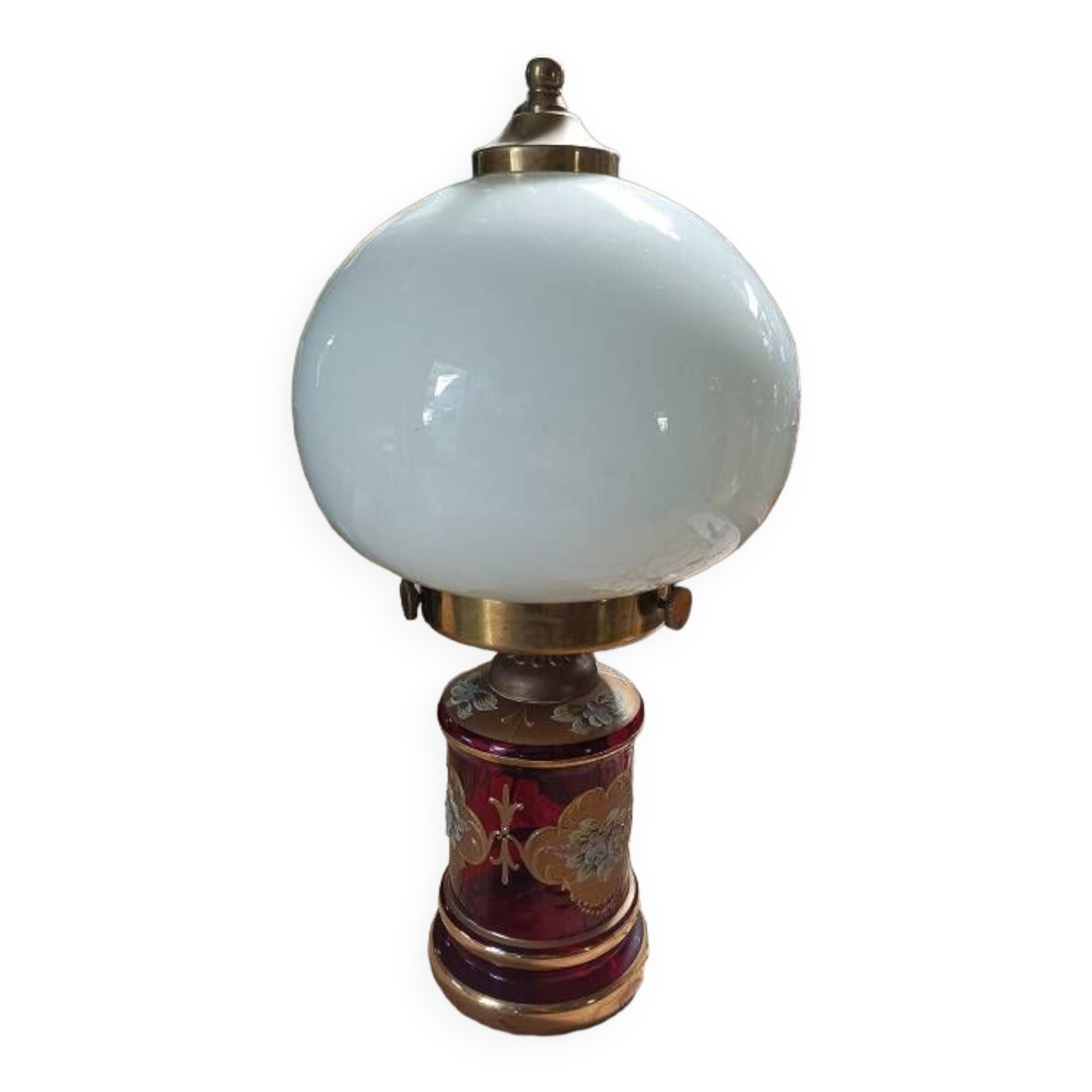 Living room lamp red glass opaline white