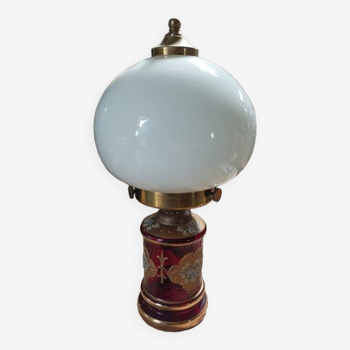Living room lamp red glass opaline white