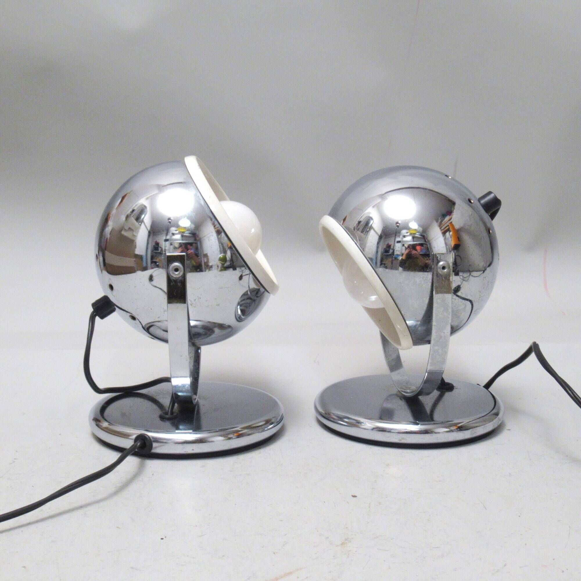 Pair of chrome ball lamps from the 1960s.